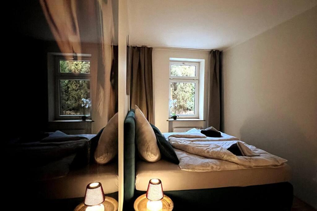 Soul-Apartment Terrasse Privat-Parkplatz Boxspringbett 55Zoll Tv Wlan Lipsia Esterno foto